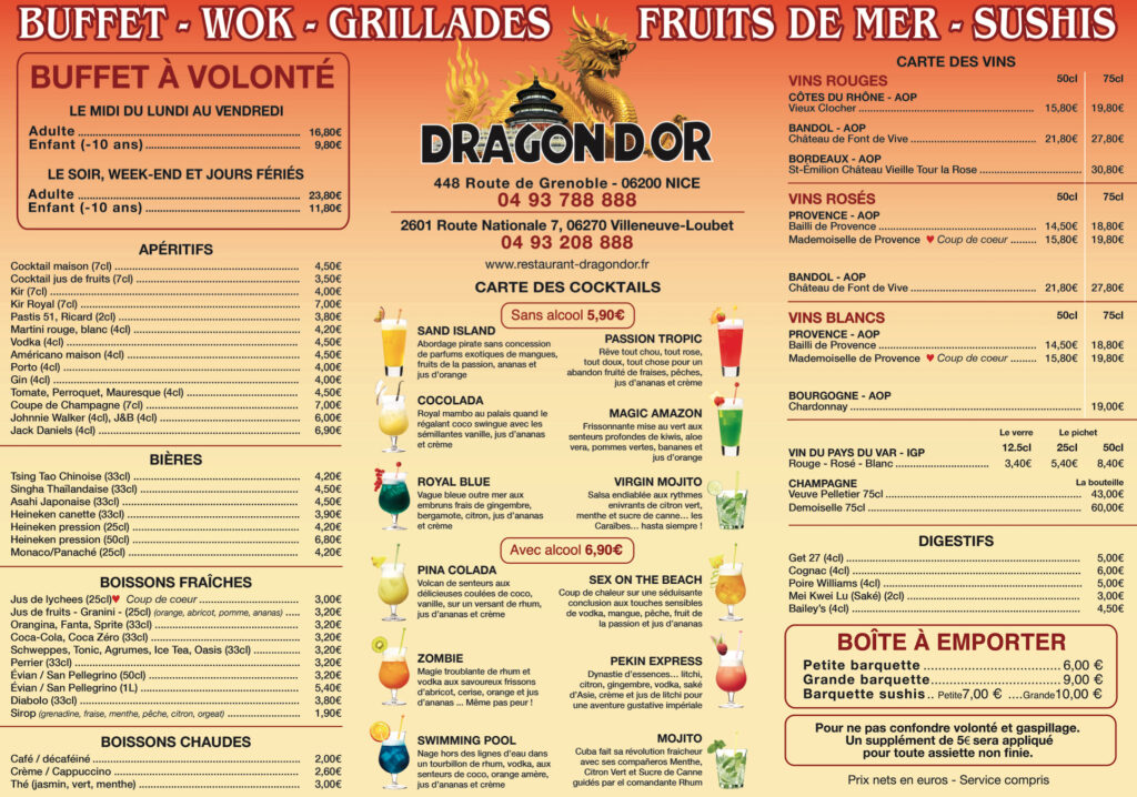 Tarifs Restaurant Dragon D Or Tarifs Restaurant Dragon D Or